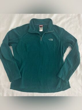 The North Face Fleece Agua Green Teal 1/4 Zip Pullover Sweater Size Large Womens